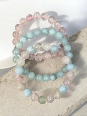 3 Multi-Color Pastel Bead Stretch Bracelet